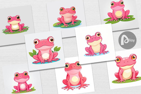 Digital Paper Pink Frog Valentine Digital Pattern artnoy 