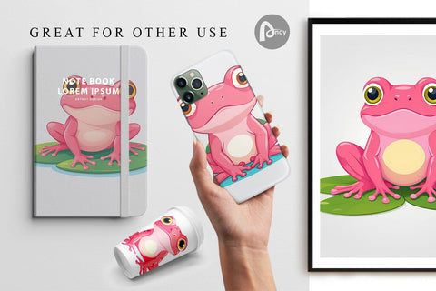 Digital Paper Pink Frog Valentine Digital Pattern artnoy 