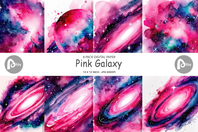Digital Paper Pink Galaxy Digital Pattern artnoy 
