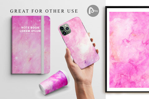 Digital paper Pink Galaxy Space Watercolor Digital Pattern artnoy 