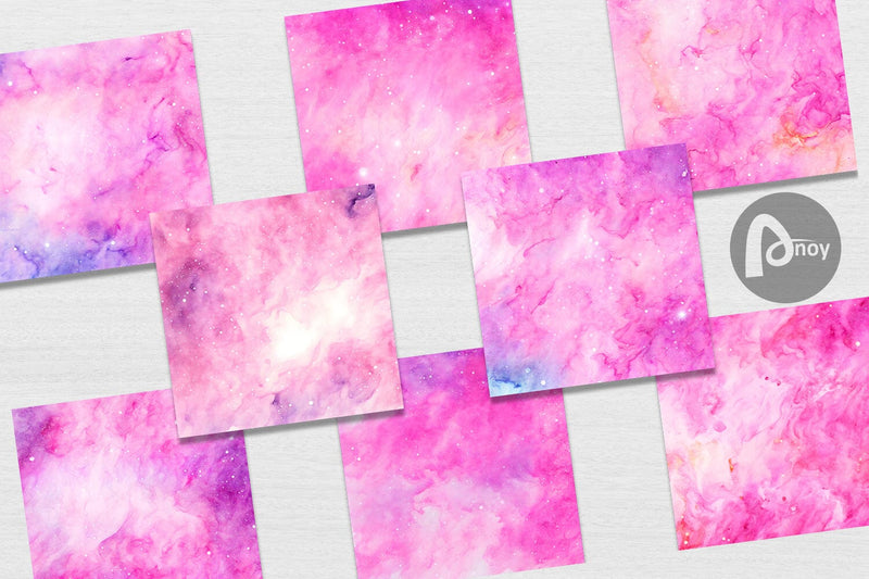 Digital paper Pink Galaxy Space Watercolor - So Fontsy