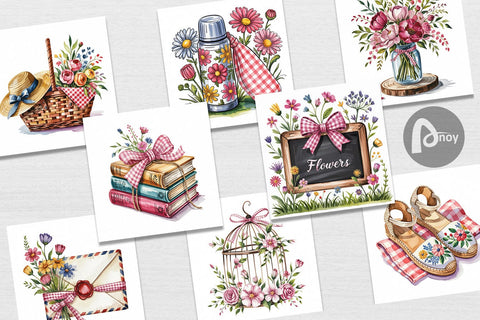 Digital Paper Pink Gingham Summer Digital Pattern artnoy 