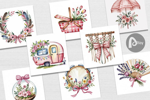 Digital Paper Pink Gingham Summer Digital Pattern artnoy 