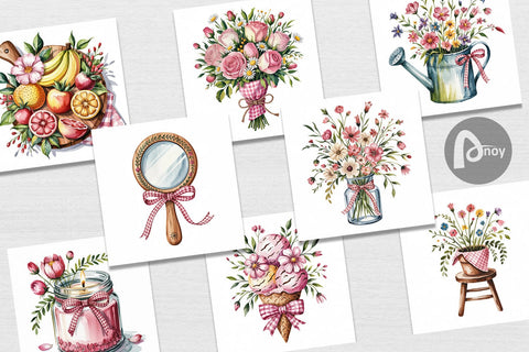 Digital Paper Pink Gingham Summer Digital Pattern artnoy 