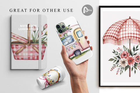 Digital Paper Pink Gingham Summer Digital Pattern artnoy 