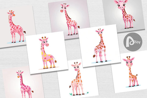 Digital Paper Pink Giraffe Valentine Digital Pattern artnoy 