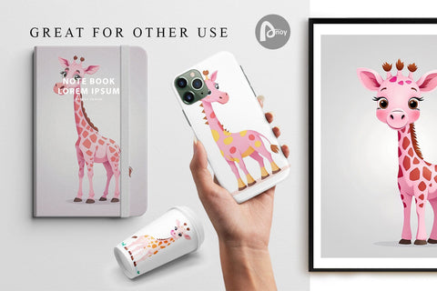Digital Paper Pink Giraffe Valentine Digital Pattern artnoy 