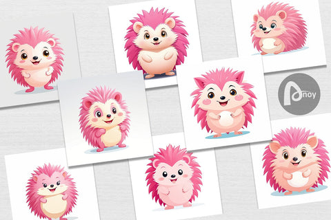 Digital Paper Pink Hedgehog Valentine Digital Pattern artnoy 