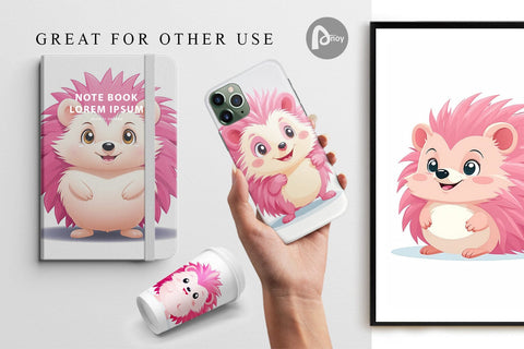 Digital Paper Pink Hedgehog Valentine Digital Pattern artnoy 