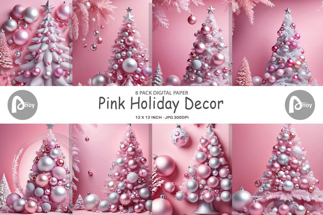 Digital Paper Pink Holiday Decor Digital Pattern artnoy 