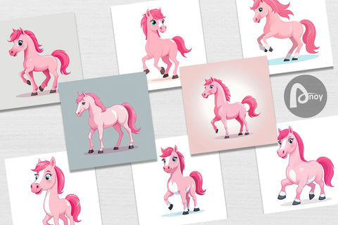 Digital Paper Pink Horse Valentine Digital Pattern artnoy 