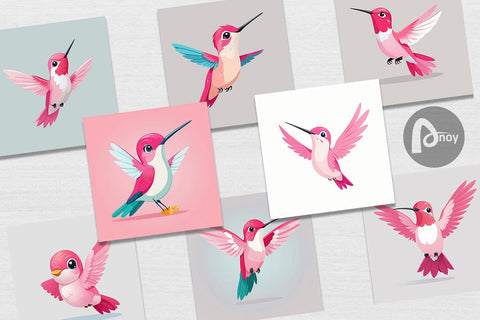 Digital Paper Pink Hummingbird Valentine Digital Pattern artnoy 