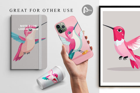 Digital Paper Pink Hummingbird Valentine Digital Pattern artnoy 