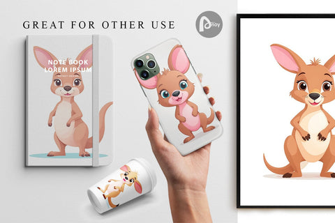 Digital Paper Pink Kangaroo Valentine Digital Pattern artnoy 