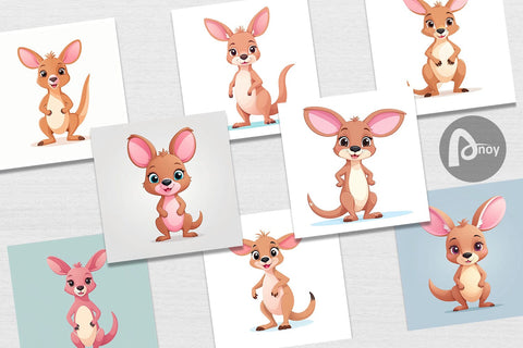 Digital Paper Pink Kangaroo Valentine Digital Pattern artnoy 