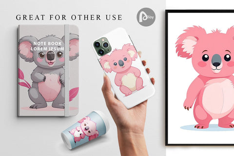 Digital Paper Pink Koala Valentine Digital Pattern artnoy 