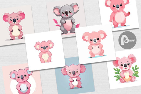 Digital Paper Pink Koala Valentine Digital Pattern artnoy 