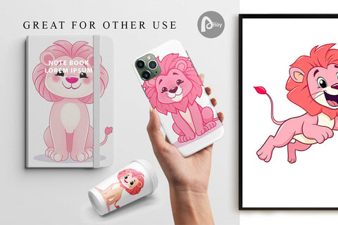 Digital Paper Pink Lion Valentine Digital Pattern artnoy 