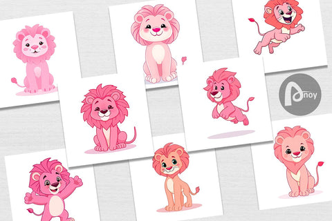 Digital Paper Pink Lion Valentine Digital Pattern artnoy 