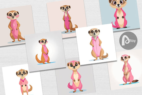 Digital Paper Pink Meerkat Valentine Digital Pattern artnoy 