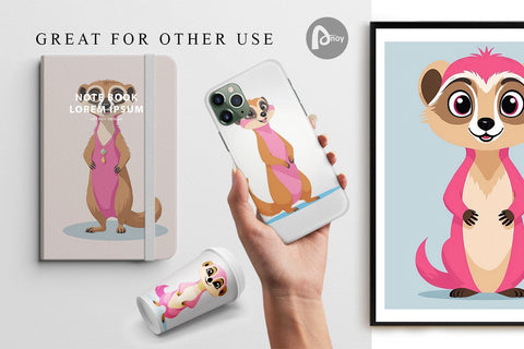 Digital Paper Pink Meerkat Valentine Digital Pattern artnoy 