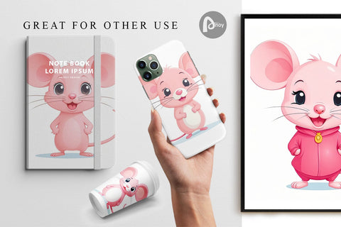 Digital Paper Pink Mouse Valentine Digital Pattern artnoy 