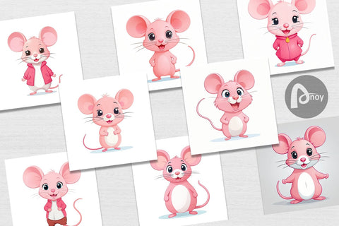 Digital Paper Pink Mouse Valentine Digital Pattern artnoy 