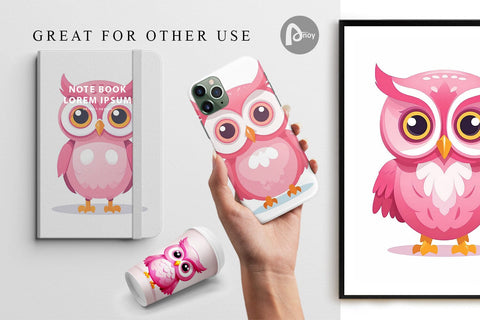Digital Paper Pink Owl Valentine Digital Pattern artnoy 