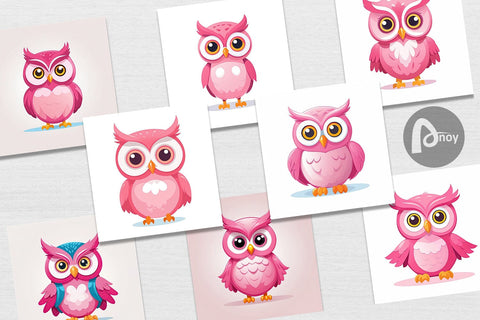 Digital Paper Pink Owl Valentine Digital Pattern artnoy 