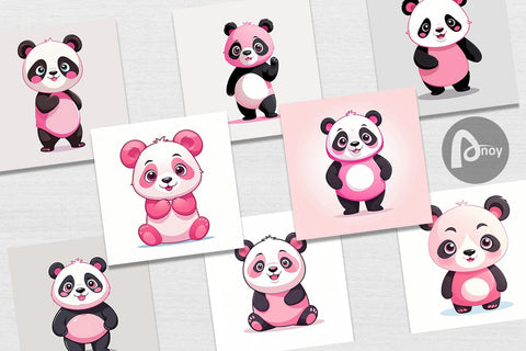 Digital Paper Pink Panda Valentine Digital Pattern artnoy 