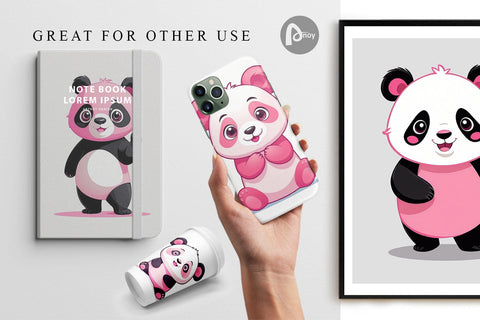 Digital Paper Pink Panda Valentine Digital Pattern artnoy 