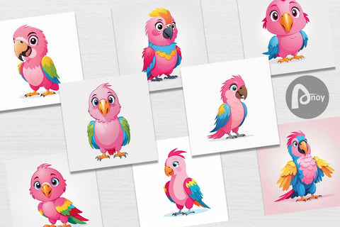 Digital Paper Pink Parrot Valentine Digital Pattern artnoy 