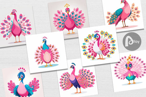 Digital Paper Pink Peacock Valentine Digital Pattern artnoy 