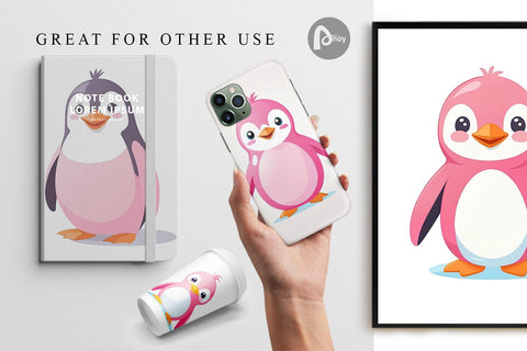Digital Paper Pink Penguin Valentine Digital Pattern artnoy 