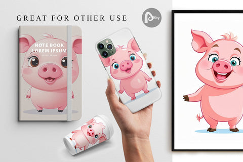 Digital Paper Pink Pig Valentine Digital Pattern artnoy 