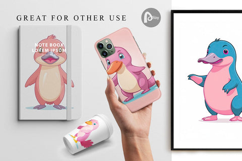 Digital Paper Pink Platypus Valentine Digital Pattern artnoy 