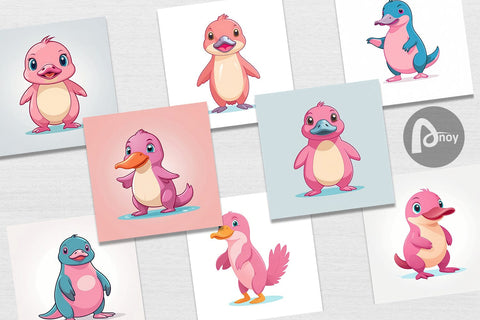 Digital Paper Pink Platypus Valentine Digital Pattern artnoy 