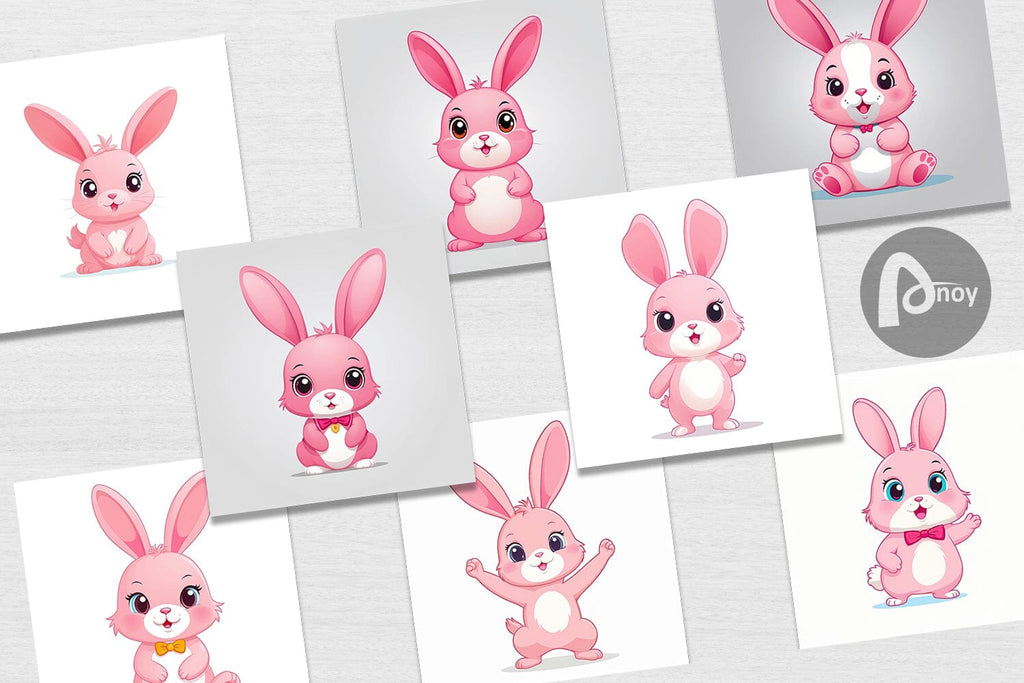 Digital Paper Pink Rabbit Valentine - So Fontsy