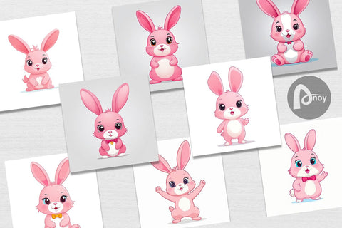 Digital Paper Pink Rabbit Valentine Digital Pattern artnoy 