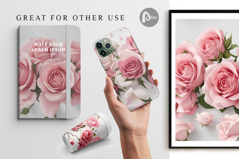 Digital Paper Pink Rose Digital Pattern artnoy 