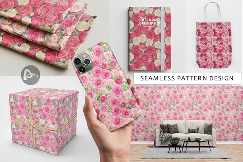 Digital Paper Pink Rose Pattern Digital Pattern artnoy 