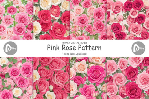 Digital Paper Pink Rose Pattern Digital Pattern artnoy 
