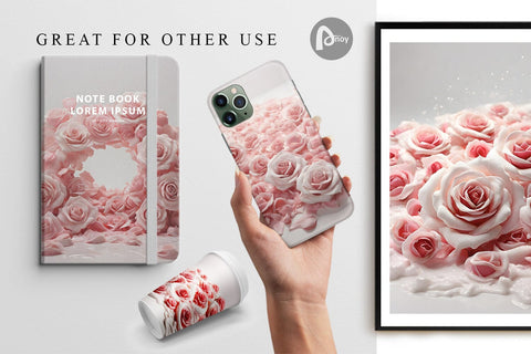 Digital Paper Pink Roses Flower Digital Pattern artnoy 