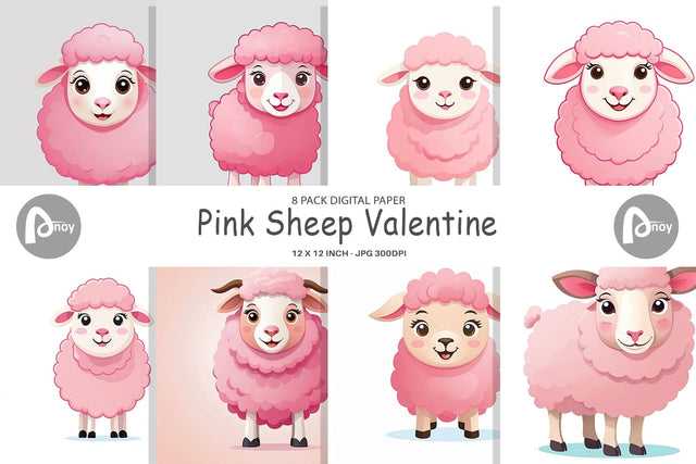 Digital Paper Pink Sheep Valentine Digital Pattern artnoy 
