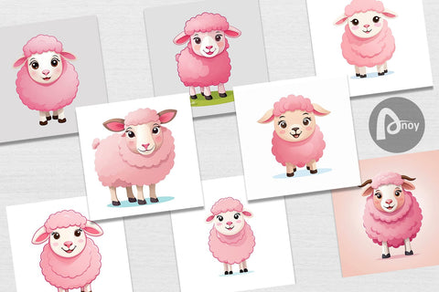 Digital Paper Pink Sheep Valentine Digital Pattern artnoy 