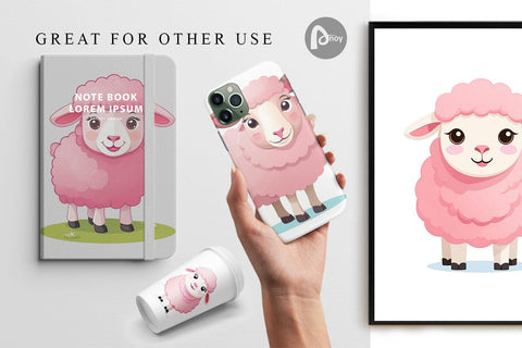 Digital Paper Pink Sheep Valentine Digital Pattern artnoy 