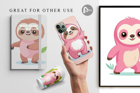 Digital Paper Pink Sloth Valentine Digital Pattern artnoy 