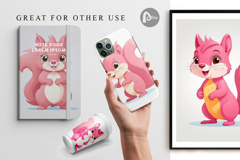 Digital Paper Pink Squirrel Valentine Digital Pattern artnoy 