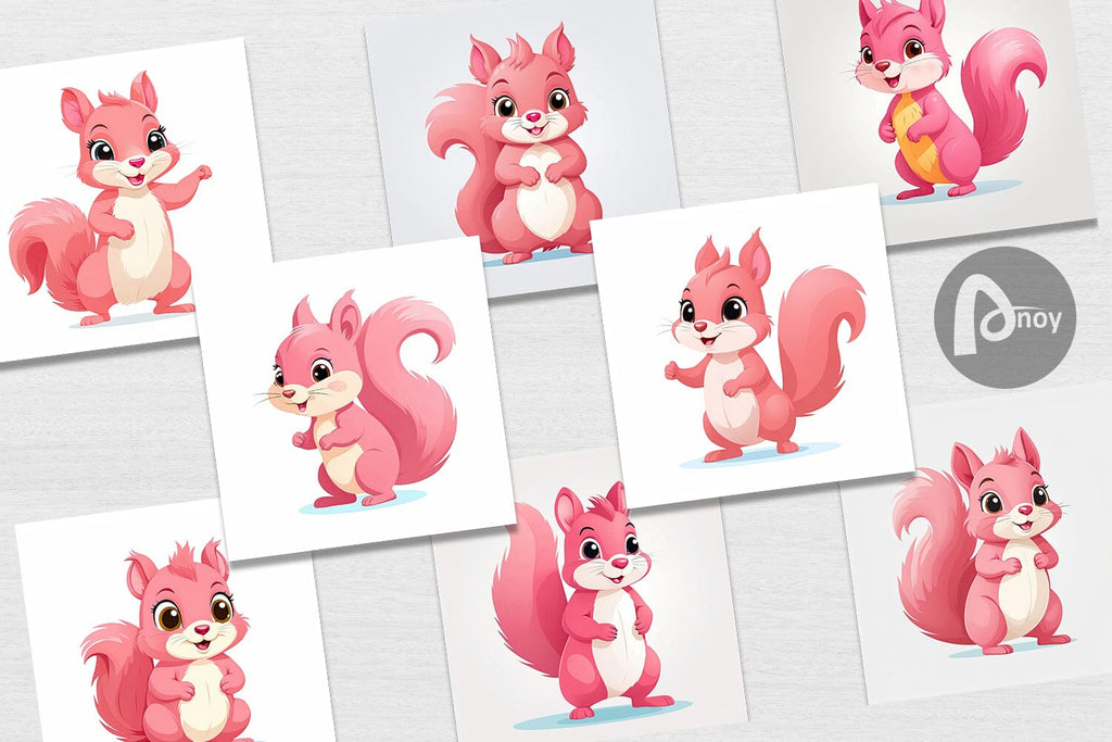Digital Paper Pink Squirrel Valentine - So Fontsy