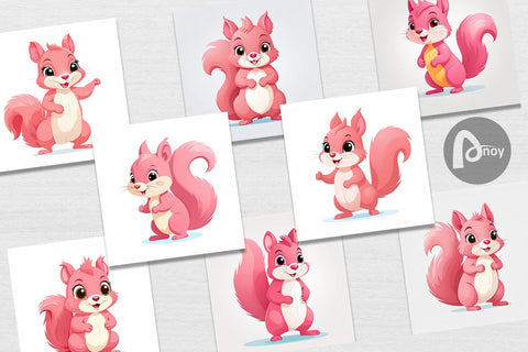 Digital Paper Pink Squirrel Valentine Digital Pattern artnoy 